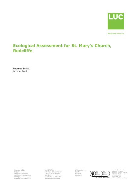 St Mary Redcliffe Ecological Impact Assessment 