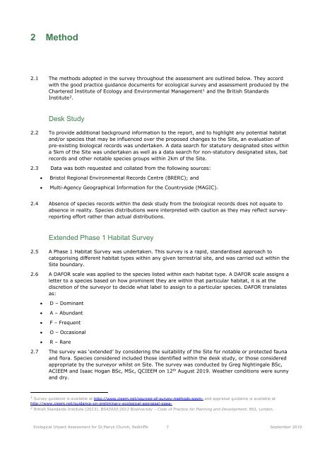 St Mary Redcliffe Ecological Impact Assessment 