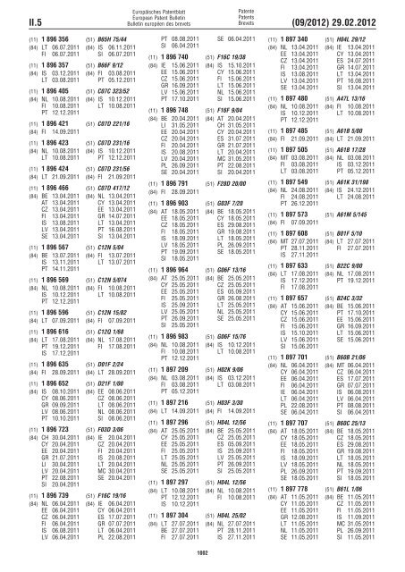 European Patent Bulletin 2012/09 - European Patent Office