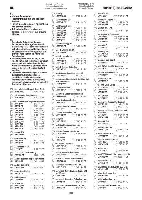 European Patent Bulletin 2012/09 - European Patent Office