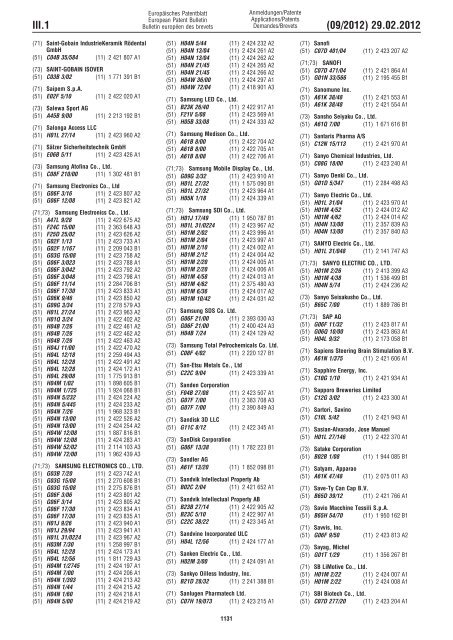 European Patent Bulletin 2012/09 - European Patent Office