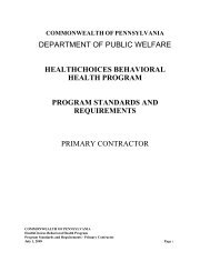 Healthchoices Behavioral Health Program Program Standards And