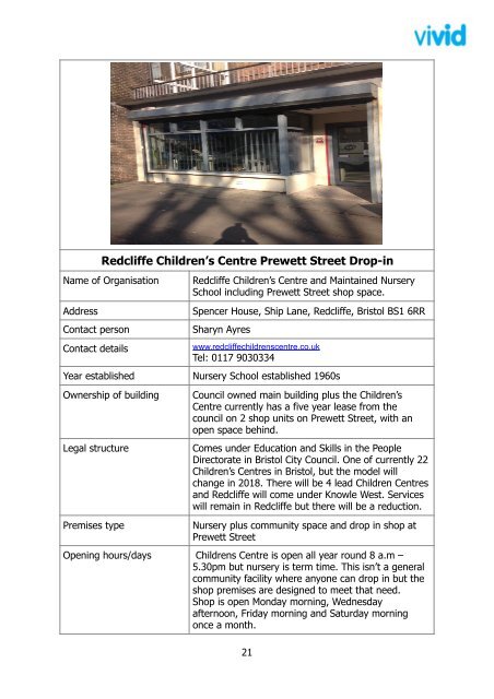St Mary Redcliffe Community Facilties Review 