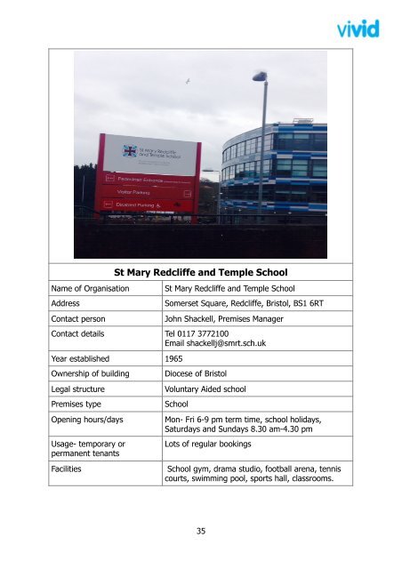 St Mary Redcliffe Community Facilties Review 