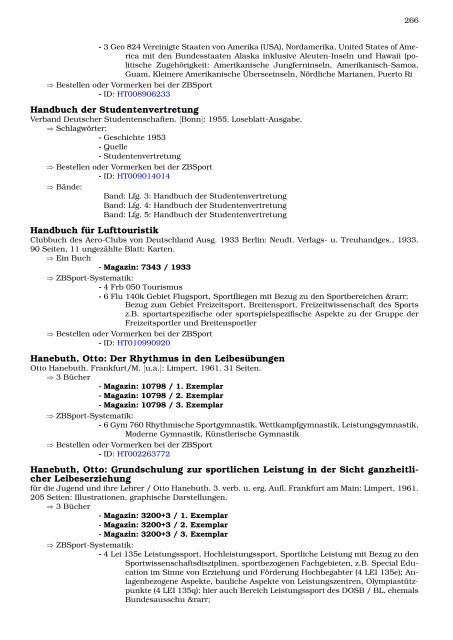 Neukatalogisate ZBSport - Zentralbibliothek der Sportwissenschaften