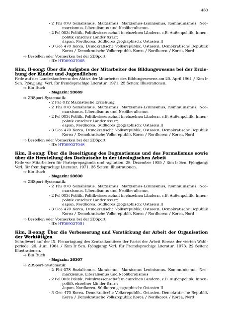 Neukatalogisate ZBSport - Zentralbibliothek der Sportwissenschaften