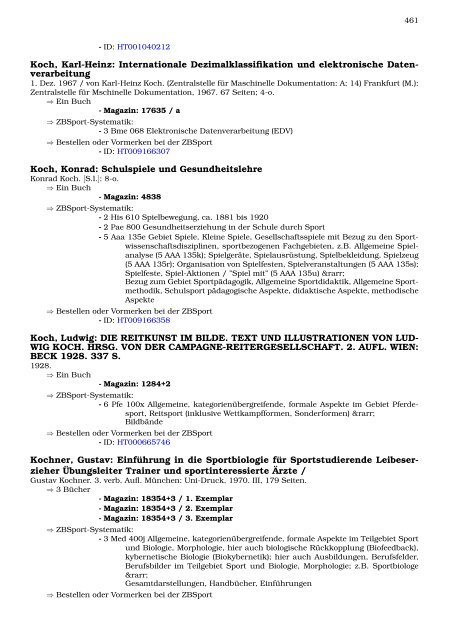 Neukatalogisate ZBSport - Zentralbibliothek der Sportwissenschaften