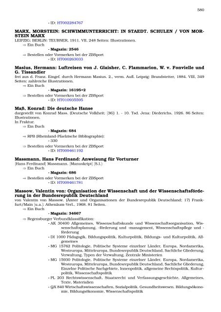 Neukatalogisate ZBSport - Zentralbibliothek der Sportwissenschaften