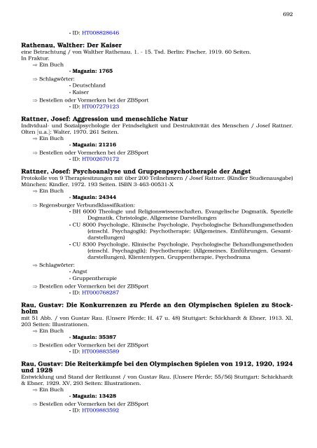 Neukatalogisate ZBSport - Zentralbibliothek der Sportwissenschaften