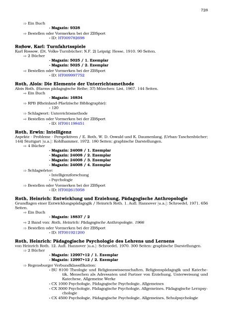 Neukatalogisate ZBSport - Zentralbibliothek der Sportwissenschaften