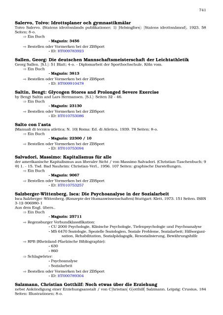 Neukatalogisate ZBSport - Zentralbibliothek der Sportwissenschaften