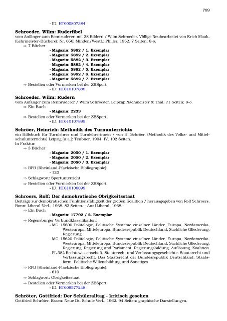 Neukatalogisate ZBSport - Zentralbibliothek der Sportwissenschaften