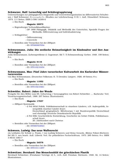 Neukatalogisate ZBSport - Zentralbibliothek der Sportwissenschaften