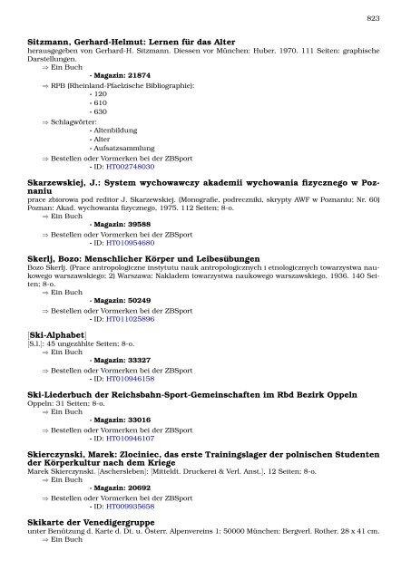 Neukatalogisate ZBSport - Zentralbibliothek der Sportwissenschaften