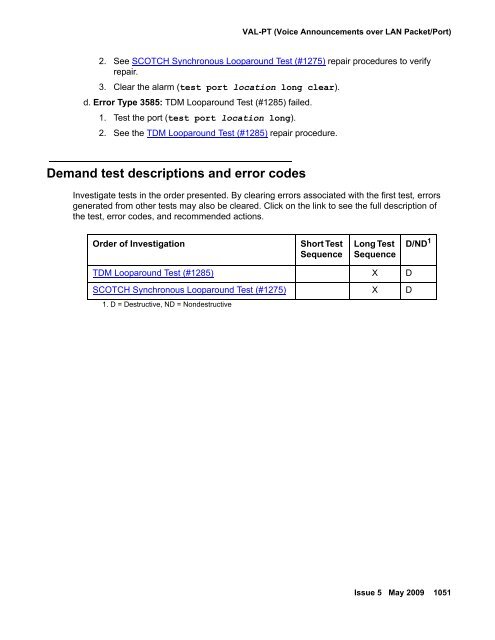 Demand test descriptions and error codes - Avaya Support