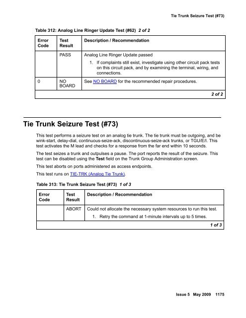 Demand test descriptions and error codes - Avaya Support