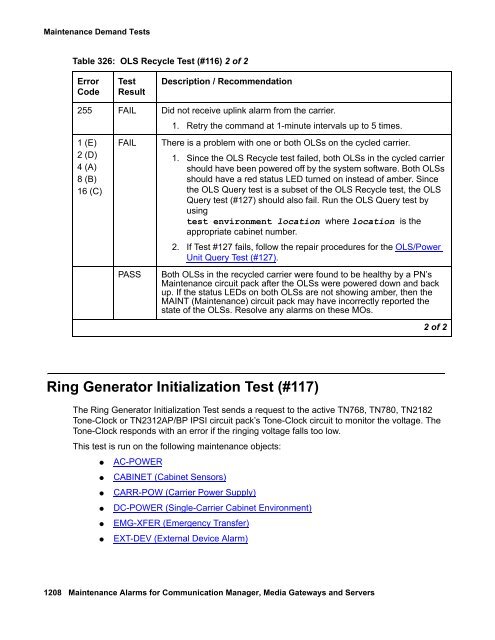 Demand test descriptions and error codes - Avaya Support