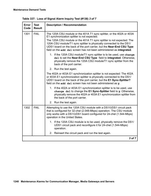 Demand test descriptions and error codes - Avaya Support