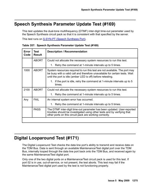 Demand test descriptions and error codes - Avaya Support