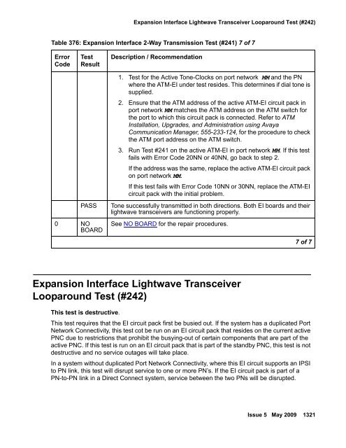 Demand test descriptions and error codes - Avaya Support