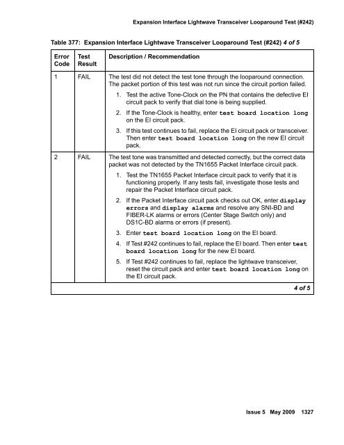 Demand test descriptions and error codes - Avaya Support