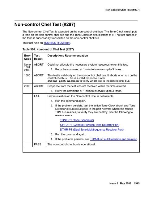 Demand test descriptions and error codes - Avaya Support