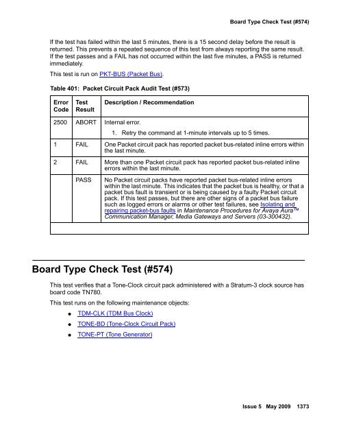 Demand test descriptions and error codes - Avaya Support