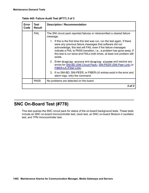 Demand test descriptions and error codes - Avaya Support