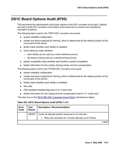 Demand test descriptions and error codes - Avaya Support