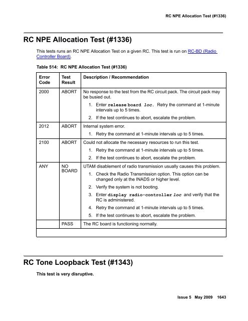 Demand test descriptions and error codes - Avaya Support