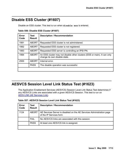 Demand test descriptions and error codes - Avaya Support