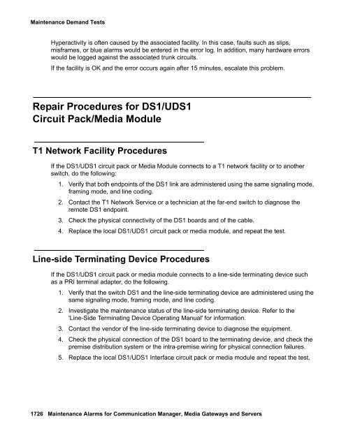 Demand test descriptions and error codes - Avaya Support