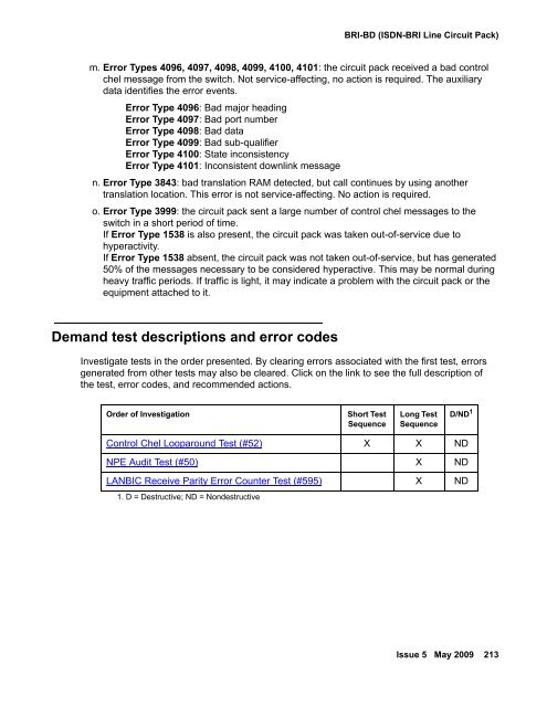 Demand test descriptions and error codes - Avaya Support