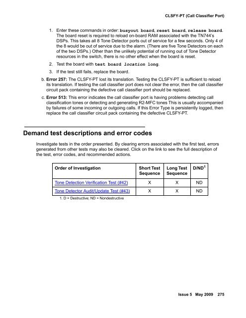 Demand test descriptions and error codes - Avaya Support