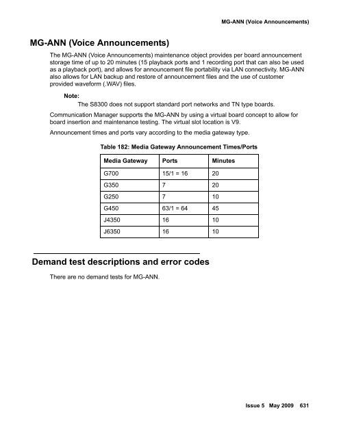 Demand test descriptions and error codes - Avaya Support