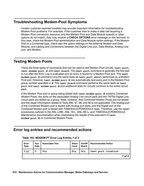 Demand test descriptions and error codes - Avaya Support