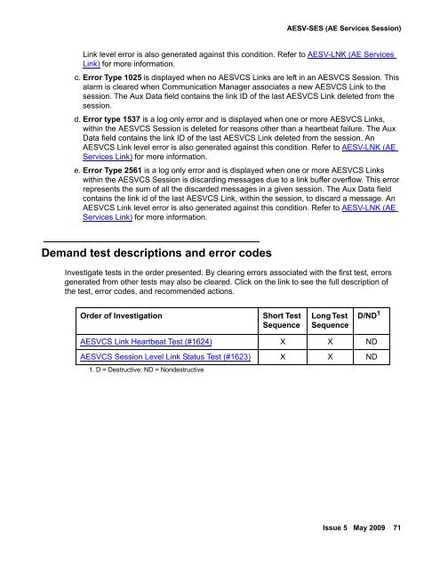 Demand test descriptions and error codes - Avaya Support