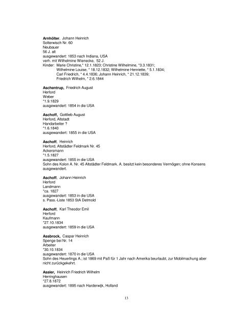 Liste der Auswanderer aus dem Kreis Herford - Amerikanetz