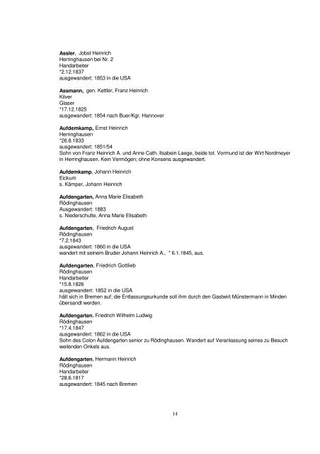 Liste der Auswanderer aus dem Kreis Herford - Amerikanetz