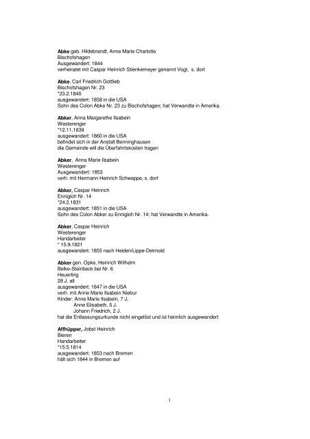 Liste der Auswanderer aus dem Kreis Herford - Amerikanetz