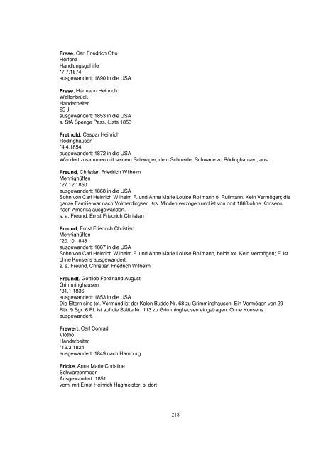 Liste der Auswanderer aus dem Kreis Herford - Amerikanetz