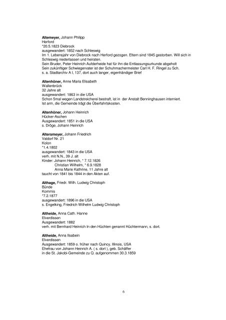 Liste der Auswanderer aus dem Kreis Herford - Amerikanetz