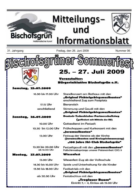 31. Jahrgang Freitag, den 26. Juni 2009 Nummer 06 - Gemeinde ...