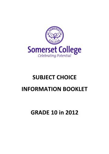 SUBJECT CHOICE INFORMATION BOOKLET ... - Somerset College