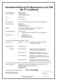 Herstellererklärung für Mauersteine nach DIN EN 771-3:2005-05