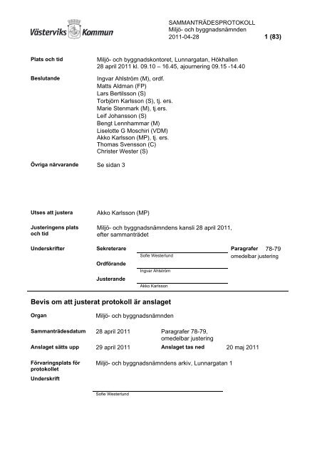 Protokoll April Pdf Vastervik