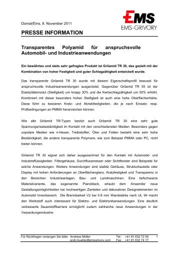 PRESSE INFORMATION Transparentes Polyamid für ...