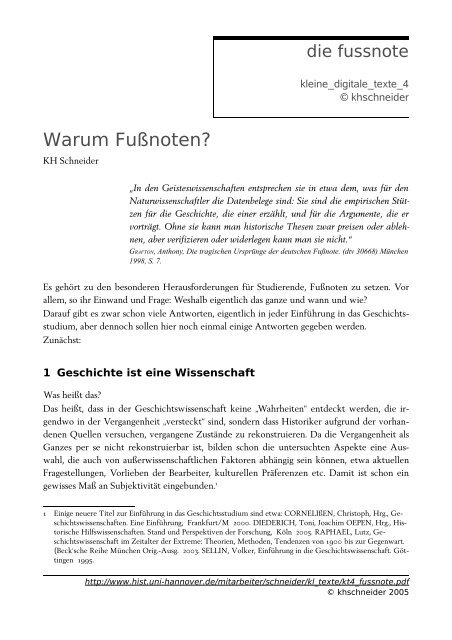 die fussnote - Warum Fußnoten?