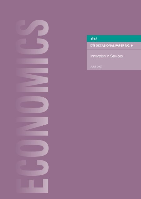 Innovation in Services - Department for Business, Innovation and Skills