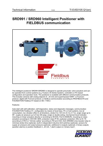 SRD991 Intelligent Positioner - FOXBORO ECKARDT GmbH